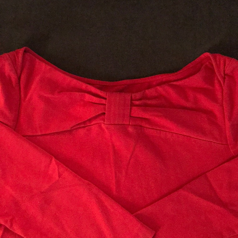 Cherry red bow neck shirt!